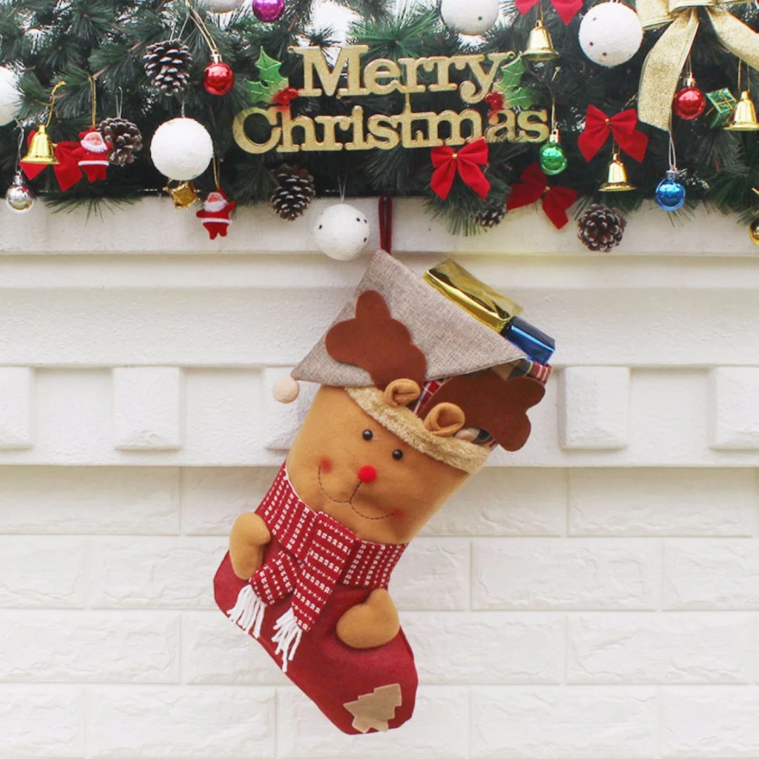 JX-LCLYL Cute Christmas Stocking Holder Socks Xmas Home Party Hanging Decor Candy Gift