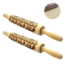 2 упаковки рождественских деревянных Скалки, тисненая Скалка с гравировкой, Рождественская символика лося, тисненая Скалка Для Ba