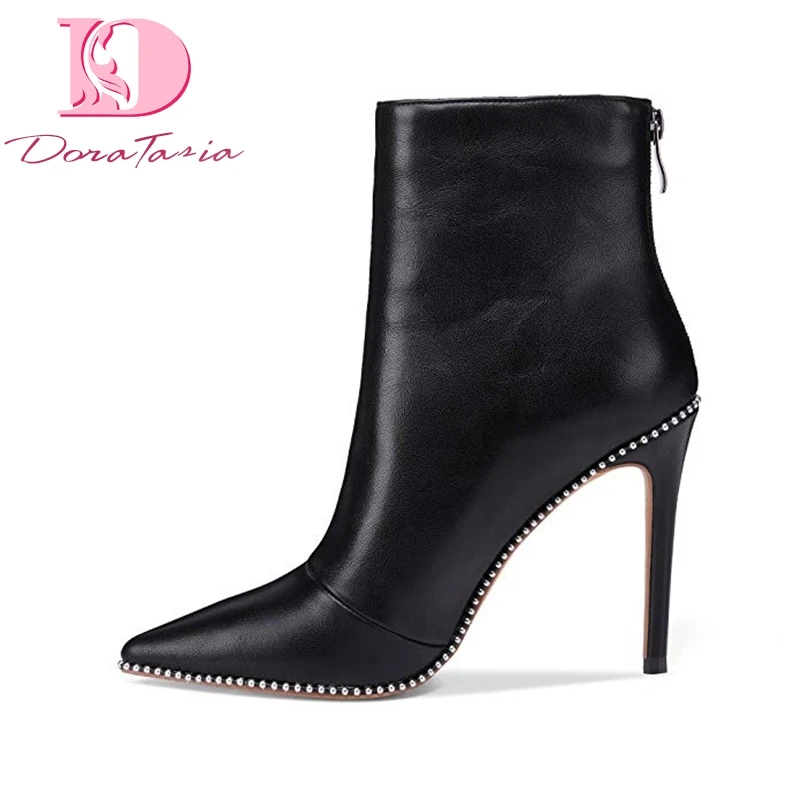 

Doratasia New Plus Size 43 Hot Sale Party women's Boots Shoes Zip Up Sexy Thin High Heel Pointed Toe Woman Ankle Boots