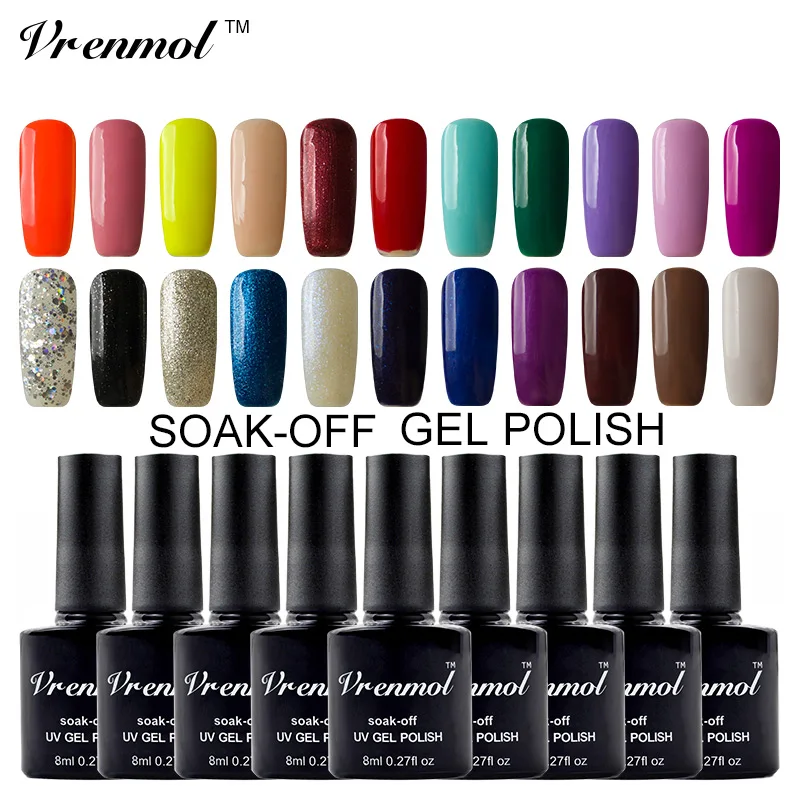 Vrenmol 1pcs Color Uv Led Nail Gel Polish Vernis Semi Permanent Top Base Coat Shining Colors Gel La
