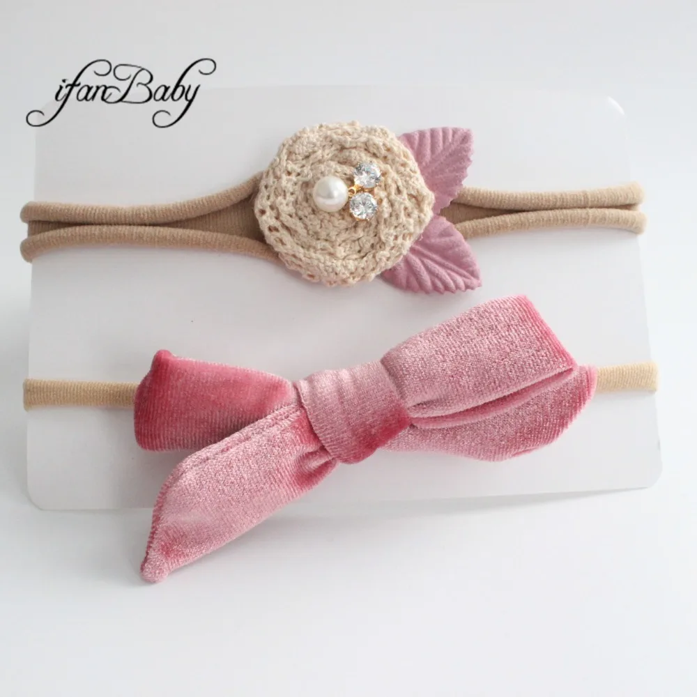 kids girl fabric flower headband nylon headband (11)