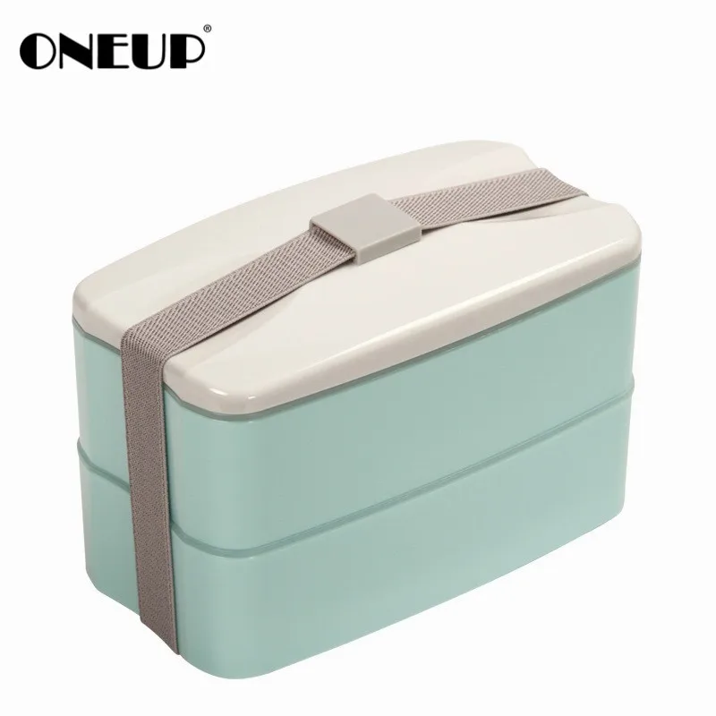 ONEUP японский Bento Box двойной слой Коробки для обедов с ложками Портативный Еда контейнер для хранения Microwavable офис школы BPA бесплатно