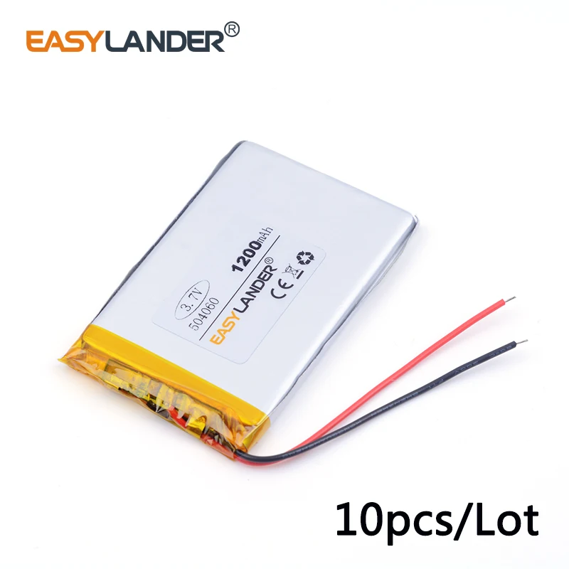 

10pcs /Lot 1200mAH,504060 3.7v lithium Li ion polymer rechargeable battery for mp3 mp4 mp5 bluetooth,model toy mobile bluetoo