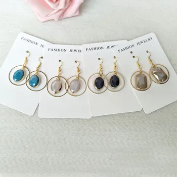 

5 Pairs Metal Gold color Hook Ear Earrings,Mixed Color Crystal stone Water-Drop Dangle Earrings Jewelry Finding ER444