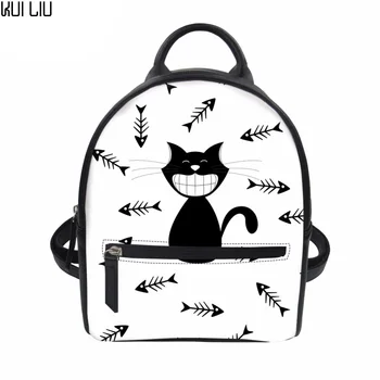 

Customized Women Backpacks PU Leather Cartoon Animals Print Female Shoulder Bag Teen Girls Mini Backpacks Fashion School Bag