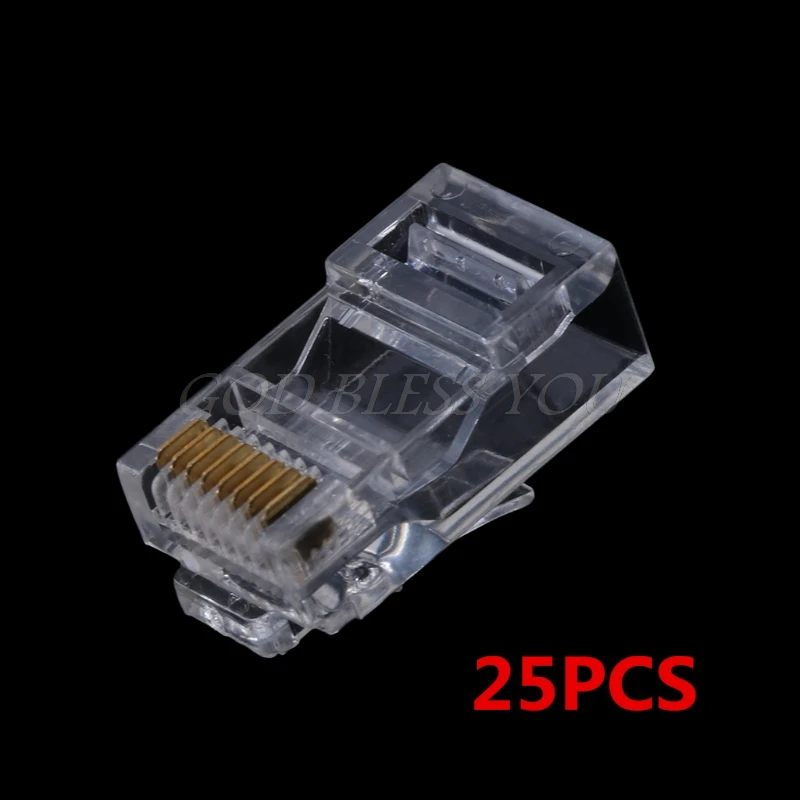 

25PCS Gold Plated RJ45 Net Network Cables Modular Plug Cat5 CAT5e Connector 8P8C utp Unshielded Modular Rj45 Plug Terminals