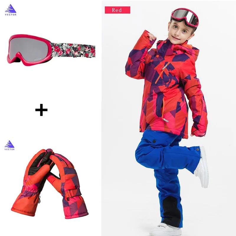 Girl Ski Suit Waterproof Windproof Hooded Jacket and Pant High Quality Kids' Winter Snow Girls Clothes Outdoor-20-30 Degree - Цвет: Girls2 Set