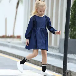 ZMHYAOKE осень 2018 г. новое платье для обувь девочек дети Choses MITU Детские платья для девочек Ruched однотонная одежда Вечерние платья принцесс малыш