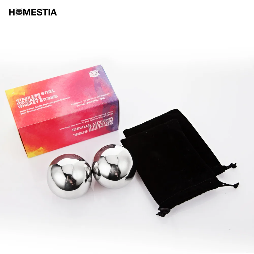 Homestia 2 шт. Нержавеющая сталь круглый шар виски куб водки Камень Ice Cube рок