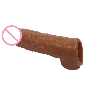 Reusable Condoms For Penis Enlargement Thick Penis Sleeve Extender Cock Rings Intimate Goods Erotic Sex Toys Nozzle Head 2