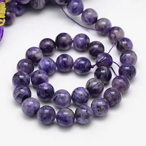 

1 Strand Natural Charoite Beads Strands, Grade B, Round, Indigo, 12mm, Hole: 1mm