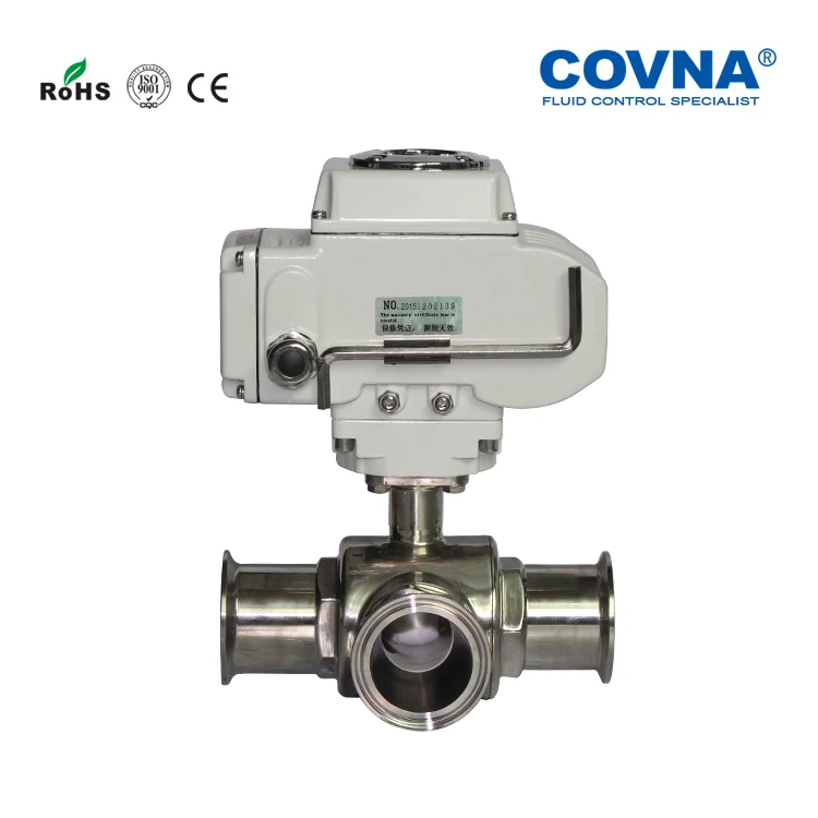 DN100 102 мм электрическая санитарная Нержавеющая сталь 3 способа шаровой клапан