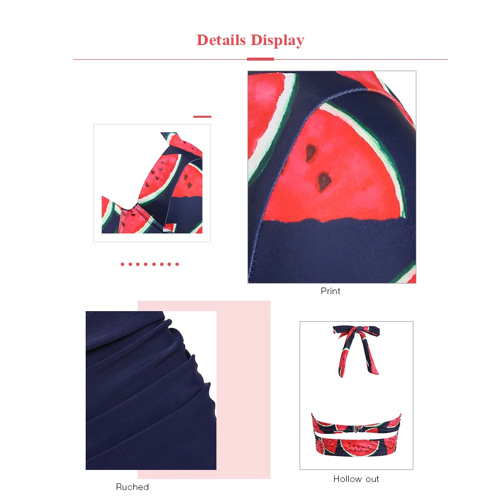Watermelon Print Cut Out Bikini Set