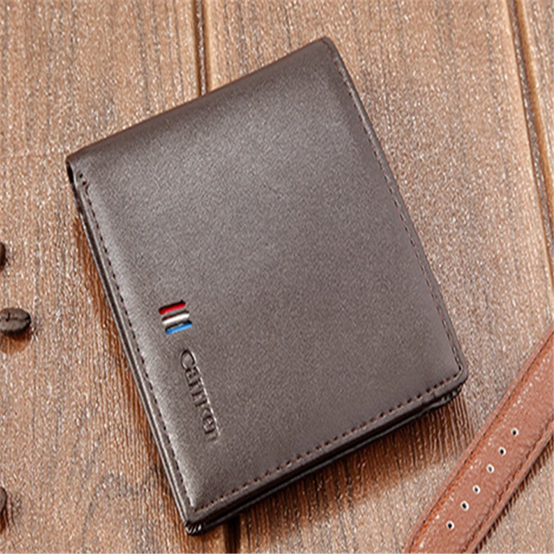 Тренд мужской микрофибры кожаный материал тонкий бумажник Bi-fold черный коричневый деловой кошелек однотонный дизайн кошельки - Цвет: As Photo Shows