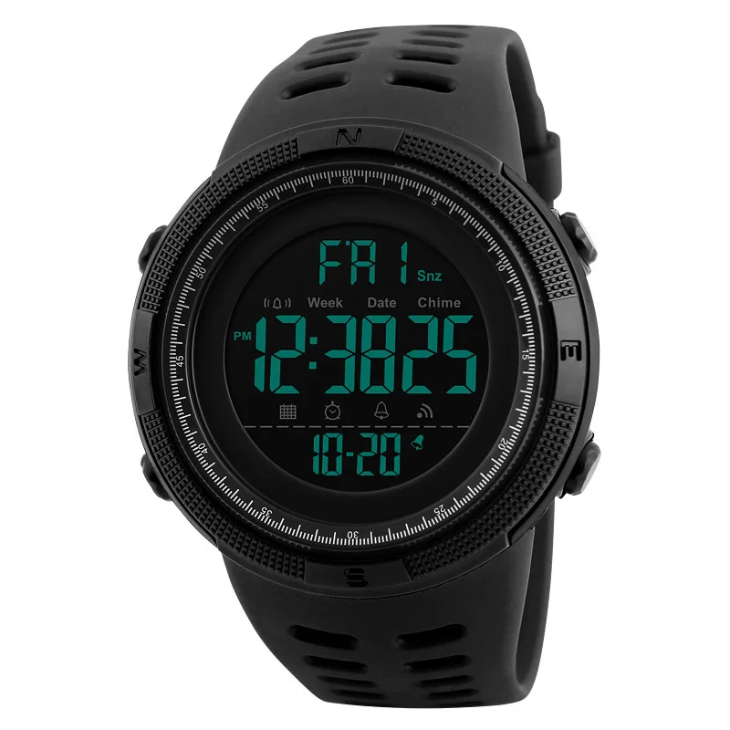 

Men Sports Watches Countdown Double Time Watch Alarm Chrono Digital Wristwatches 50M Waterproof Relogio Masculino 1251