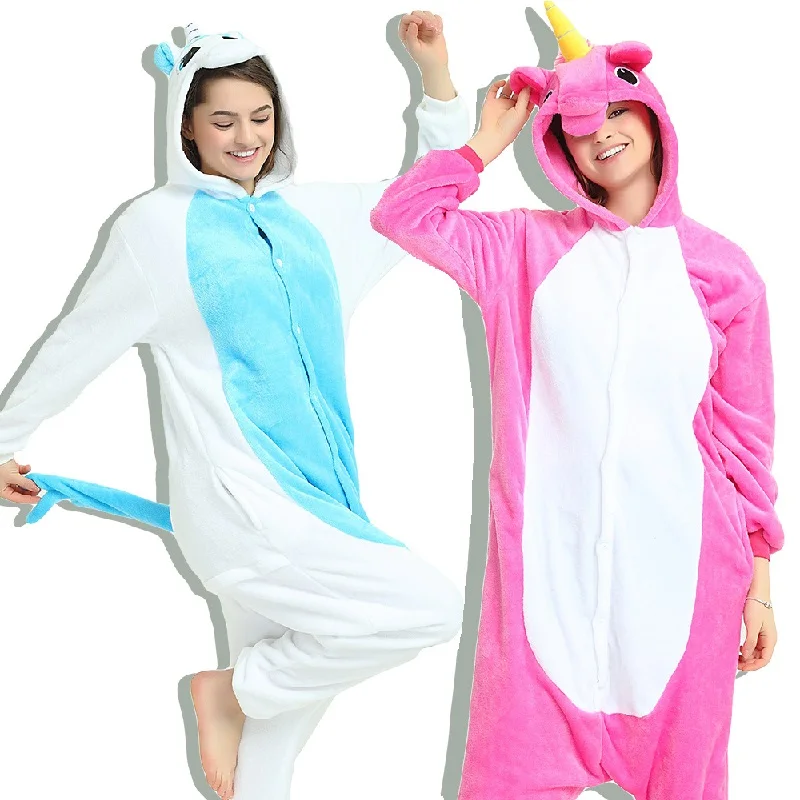 

Afeenyrk Flannel Adult pajamas All in One Winter Warm Pajamas for Women Homewear Cartoon Unicorn Onsie Pijama Hooded Sleepwear