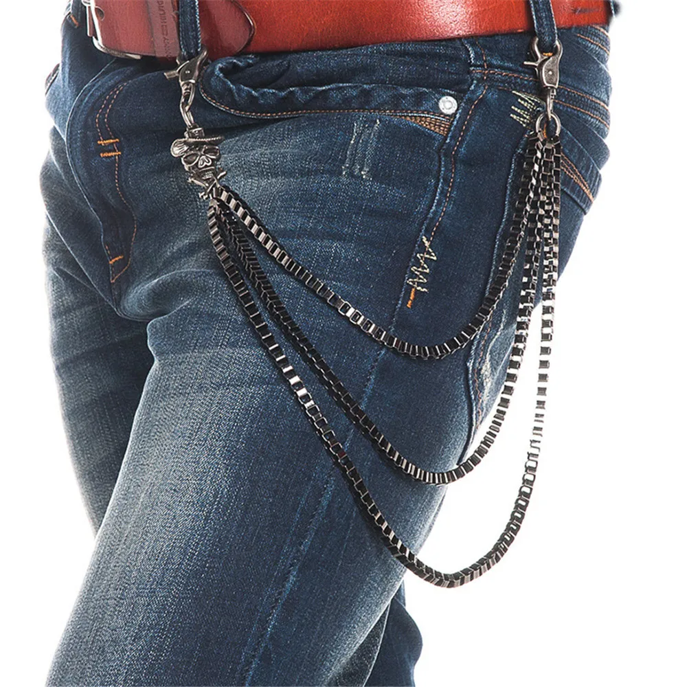 Men's Motorcyle Keychain Jean Biker Wallet Chains Pirates Charm Three