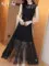 

Black lace dress female 2019 spring and summer new temperament hollow waist slim A-line dress free shipping
