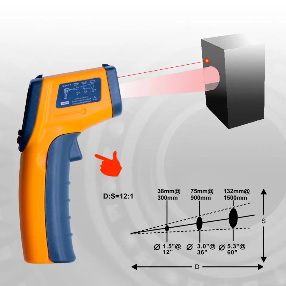 Бесконтактный цифровой лазерный инфракрасный термометр gs320-50~ 360C(-58~ 680f) температура пирометр ИК лазерная точка Gun
