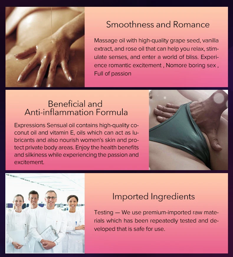 Goedkoop Afrodisiacum Feromoon Sensuele Massage Olie Eetbare Rose Vanille Body Olie voor Koppels Ontspannen Spier Erotische Essentiële Oliën