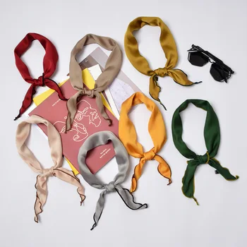 

2020 solid color women's small scarf hot sale silk scarf spring and summer simple wild fashion professional scarf