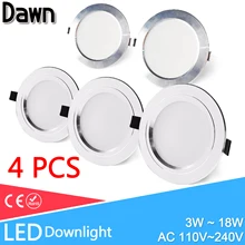 4pcs Ultra Thin LED Downlight 110V 220V Round LED Ceiling Recessed Spot Light Down Light 3W-18W 7W 9W 10W 12W 15W