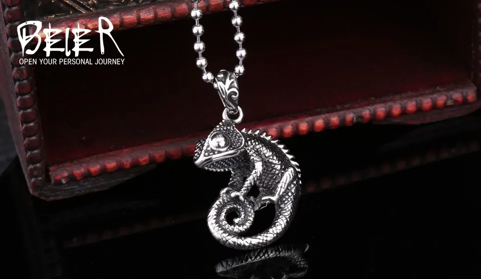 Байер магазин 316L нержавеющая сталь кулон ожерелье кулон с ящерицей для мужчин личность животное мужчины кулон BP8-065