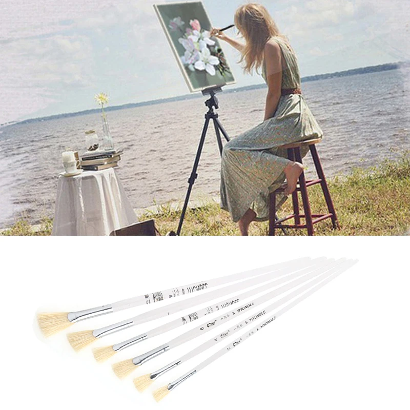 

6pcs/Set Fan-shaped Paint Brush Set Oil Paint Nylon Hair Water Color Painting Brush Acrylics Brush Art Set Drawing Painting Tool