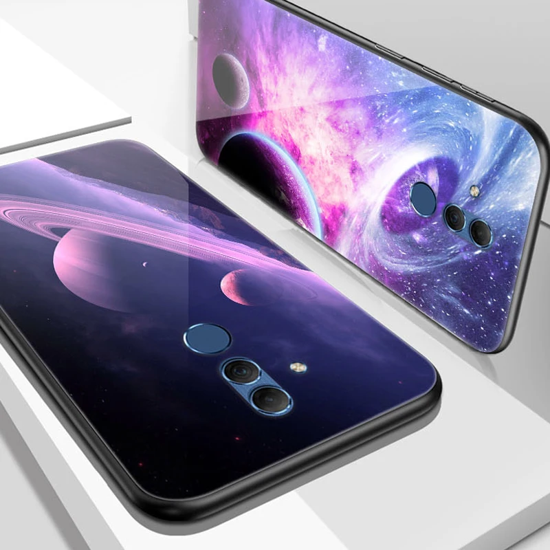 Чехол для Huawei Mate 20 Lite чехол из закаленного стекла с изображением планеты космоса