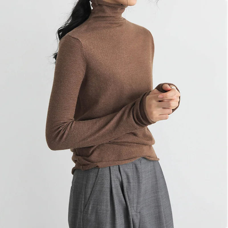 

Roll High Neck Sweater Women Basic Knitted Turtleneck Sweater Pullovers Fall Winter Jumper