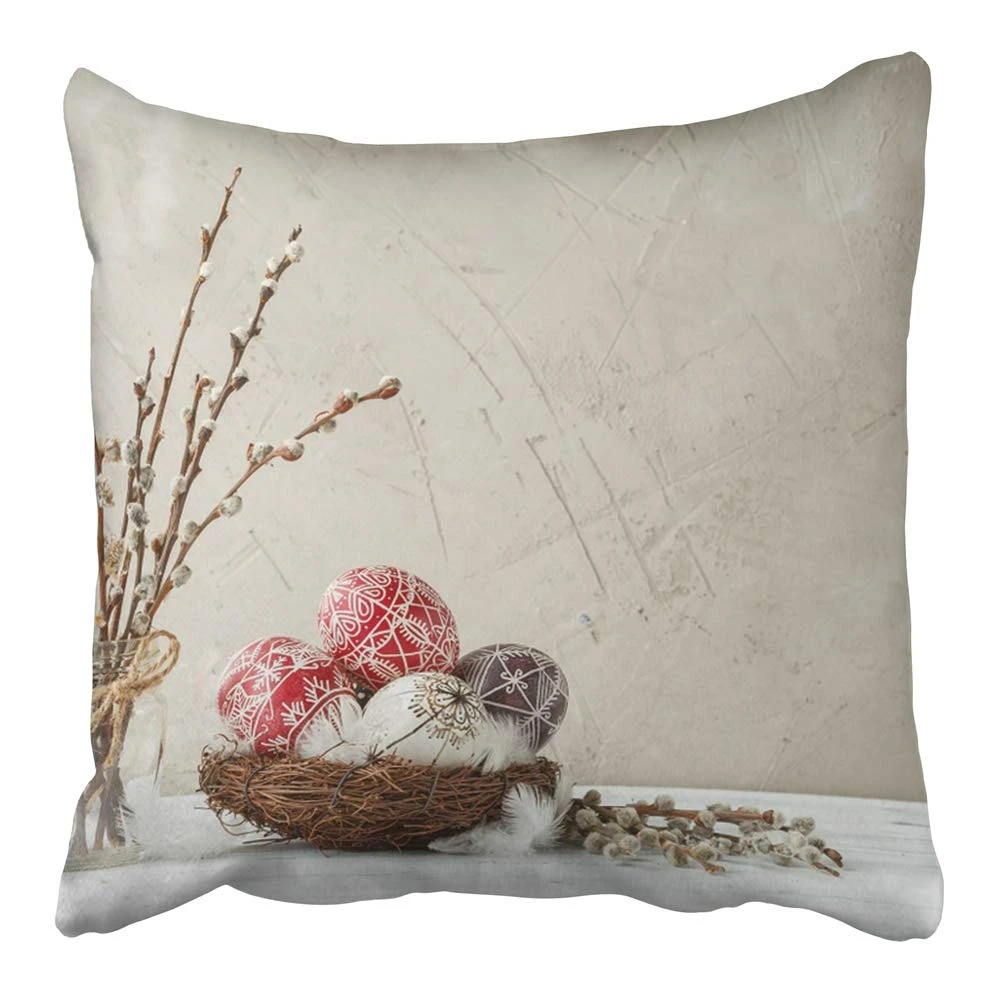 Fundas para cuadradas, fundas para Still Life Pysanky Pussy Willow ramas huevos de Pascua, funda de almohada|Funda de almohada| - AliExpress