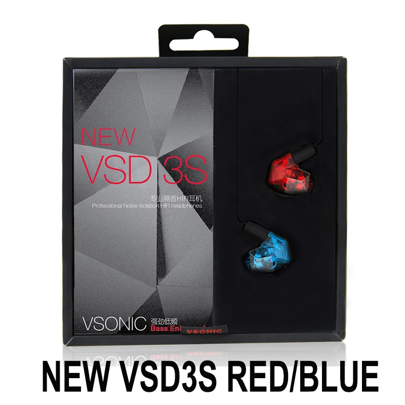 VSONIC новые наушники VSD3S профессиональные шумоизоляционные Hi-Fi Внутренние Наушники стерео с усиленным басом - Цвет: NEW VSD3S redblue