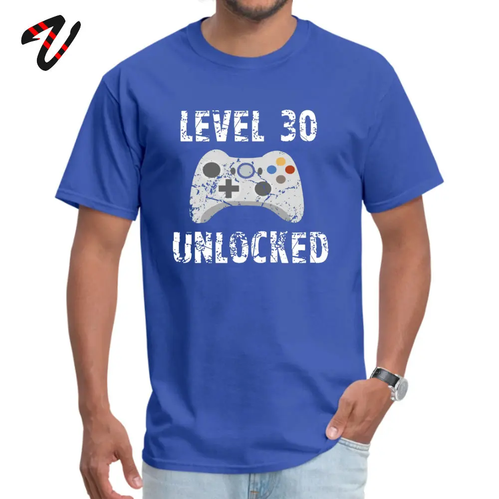 LevelUnlocked O Neck T Shirt Summer Tops Shirts Short Sleeve New Coming 100% Cotton Europe T-shirts Cool Men Wholesale Level 30 Unlocked 10833 blue