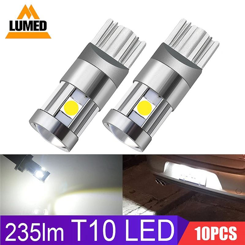 

10x T10 LED Car light Bulb 194 W5W 5 LED 501 3030 SMD Auto Turn Side License Plate Light Marker Interior Lamp Bulb 9-30V IC