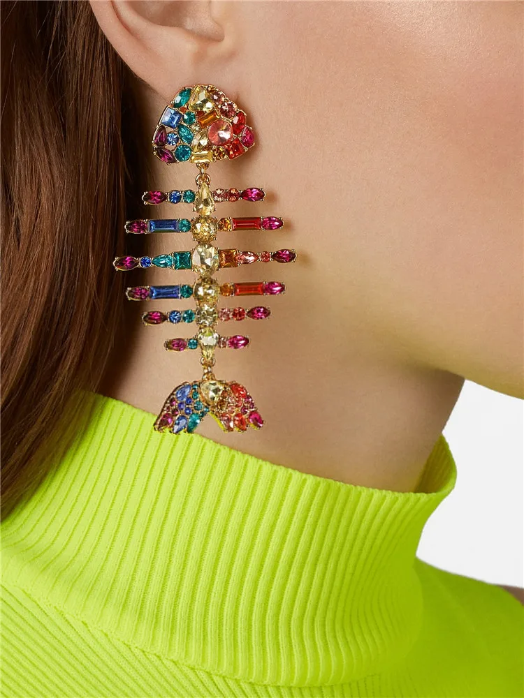 Fish Bird Earrings for Women Crystal Large Drop Boho Fringed Tassel Hanging Bridal Statement Jewelry | Украшения и аксессуары