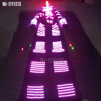 Goedkoop Kerst LED Kostuum Kleurrijke LED Licht Robot Lichtgevende Pak RGB Kleur Veranderen Robot Kleding voor DJ Party Show