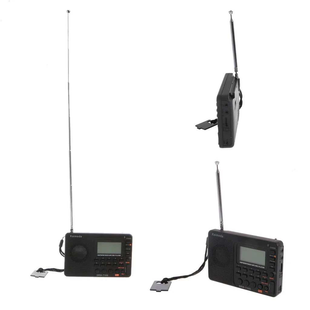 Портативный радио приемник Цифровой тюнинг ЖК TF MP3 REC плеер FM AM SW полный диапазон