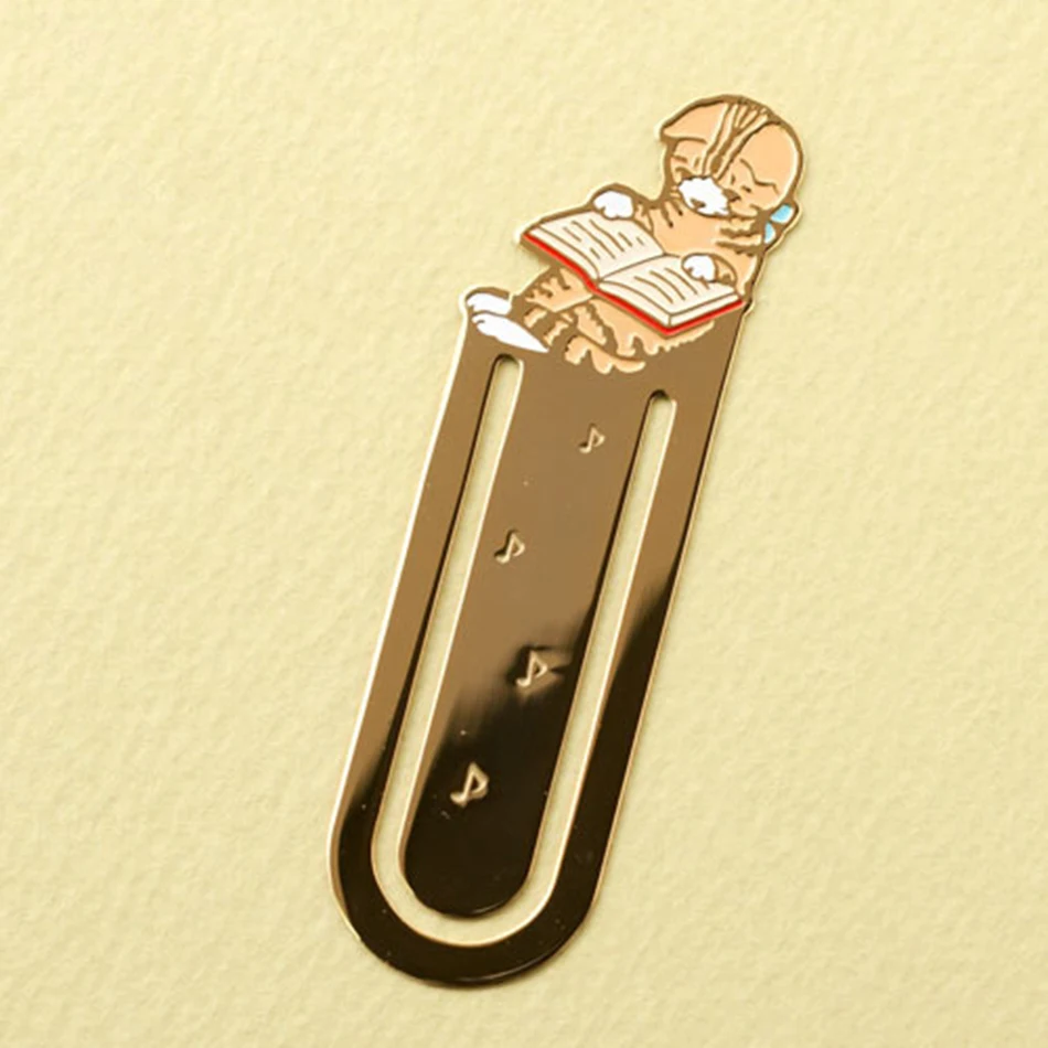 Metal Cute cat bookmark planner paper clip material escolar bookmarks for book stationery school supplies