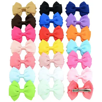

20pcs/lot 2.6''Safety Solid Grosgrain Bowknot Bow Hairclip Sweet Bow double Hair Clips Headware Kids Hairpins Hair Accessory A93