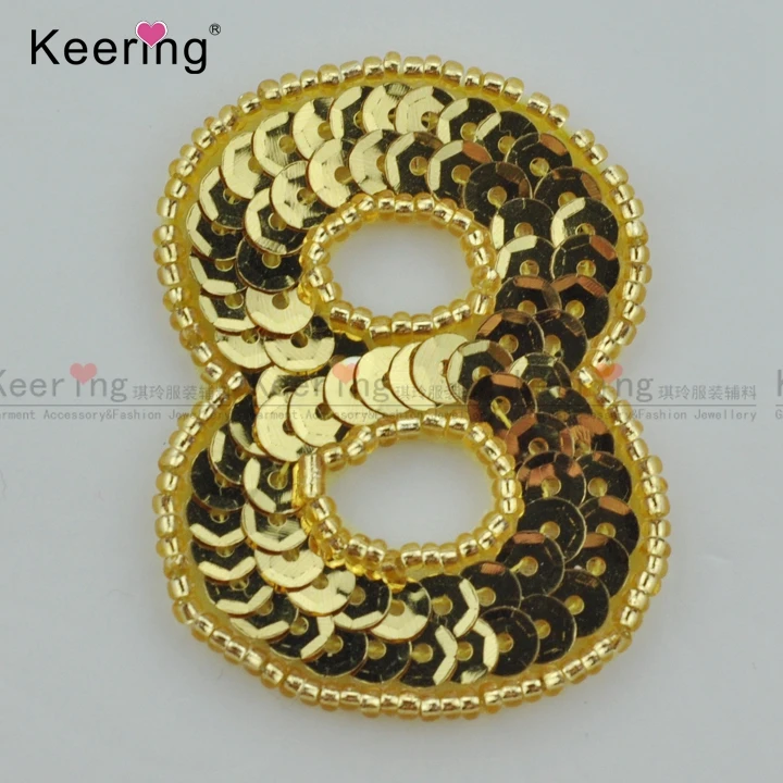 

Pretty Gold Color Number "8" Sequin Patches WRAB-016