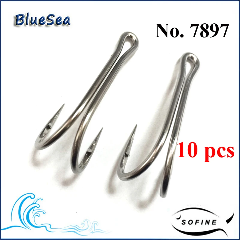 BlueSea 10 Pcs/Pack 7897 Stainless Steel Double Fishing Hooks Double