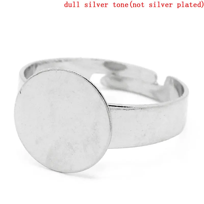 

Zinc metal alloy Adjustable Rings Round Silver Tone 12mm ) 17.9mm( 6/8")(US ) 2 PCs new