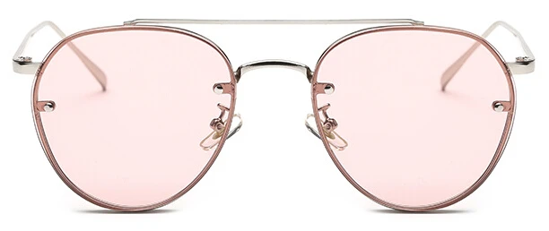 Женские круглые солнцезащитные очки с двойным лучом, мужские винтажные прозрачные солнцезащитные очки с океанскими линзами, UV400 - Цвет линз: silver red