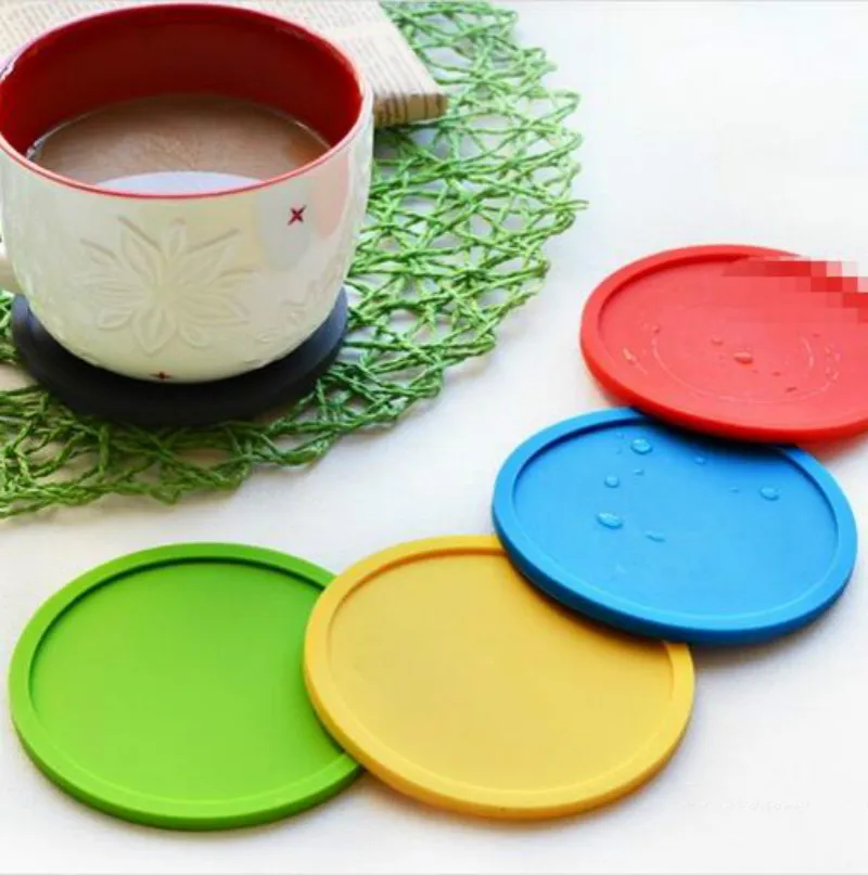 Buy 10cm Silicone Colorful Cute Drink Holder Placemat Button Shaped Coaster Cup