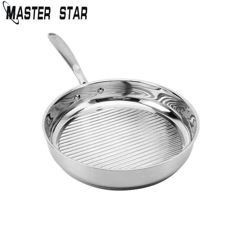 Master Star 28 см непокрытие сковороды из нержавеющей стали яйца стейк сковородки