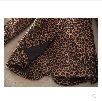 New fashionable long blazer woman spring autumn 2019 Leopard Single Button blazer feminino Long Sleeve office coat women blazer