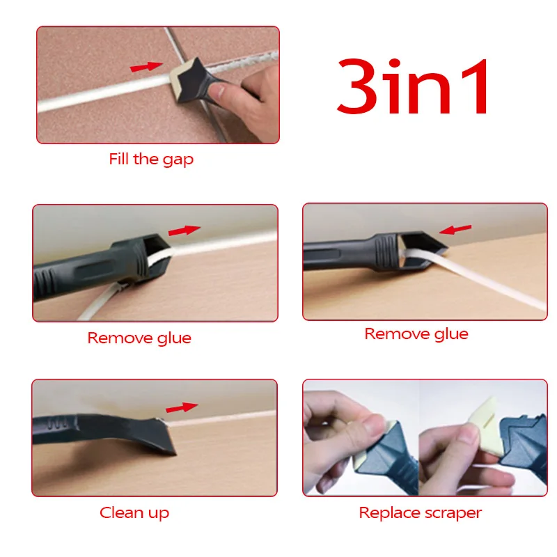 1 Set Sealant Angle Scraper Window Squeegees Silicone Grout Caulk Tool Kit Set Cleaning Blade Removal Hand Tools