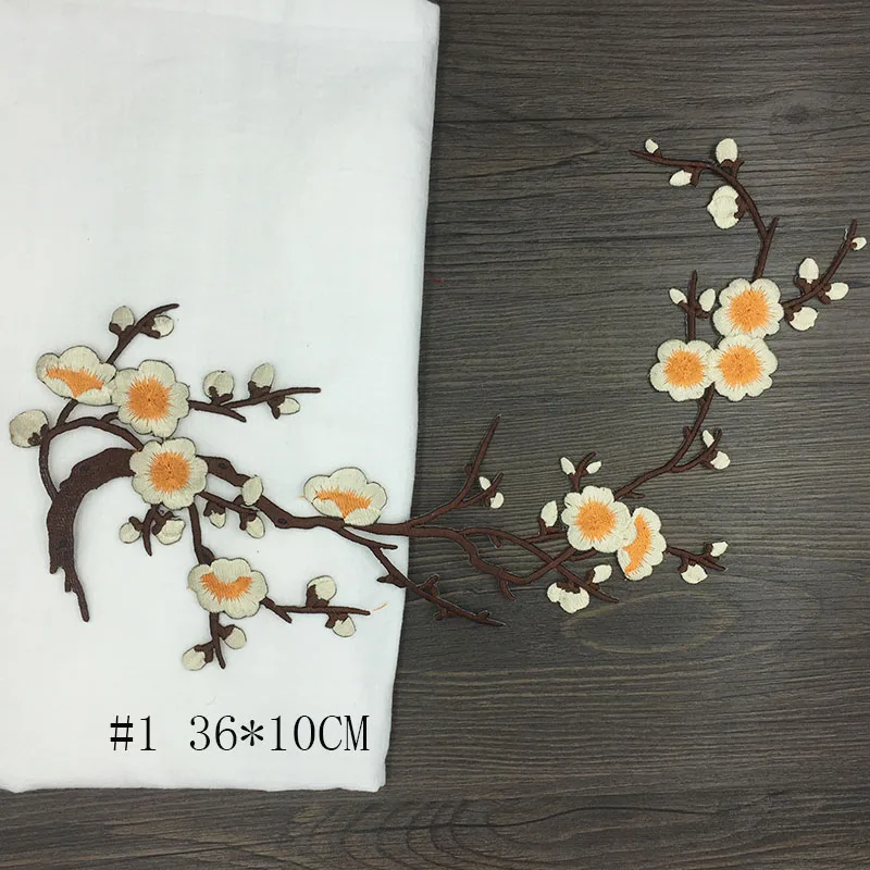 Han благородные цветы сливы вышивка патчи стикер для одежды Свадебные украшения на платье Утюг на Швейные Аппликации поставщиков 1 шт - Цвет: P134-1
