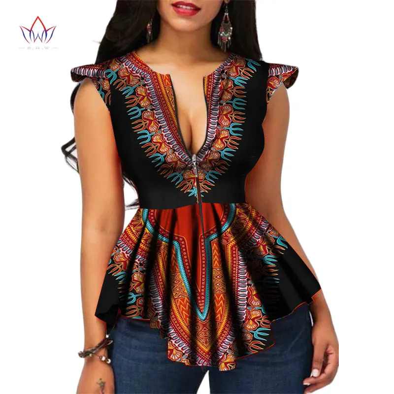 BRW, Африканский стиль, женская современная мода, женские топы, Дашики, Африканский принт, топы, рубашка размера плюс M-6XL, женская одежда WY2556