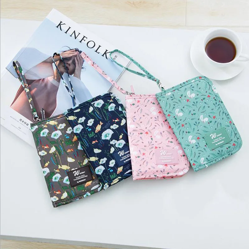 INHO CHANCY Fashion Floral Printing Travel Passport Wallet Multi